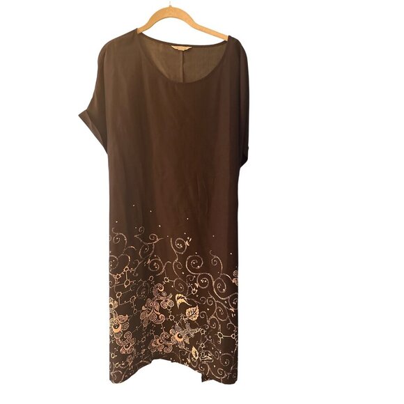 Garnet Hill Black & White Silk Dress Floral Print Tie Back Size 16 Langenlook - Picture 1 of 6